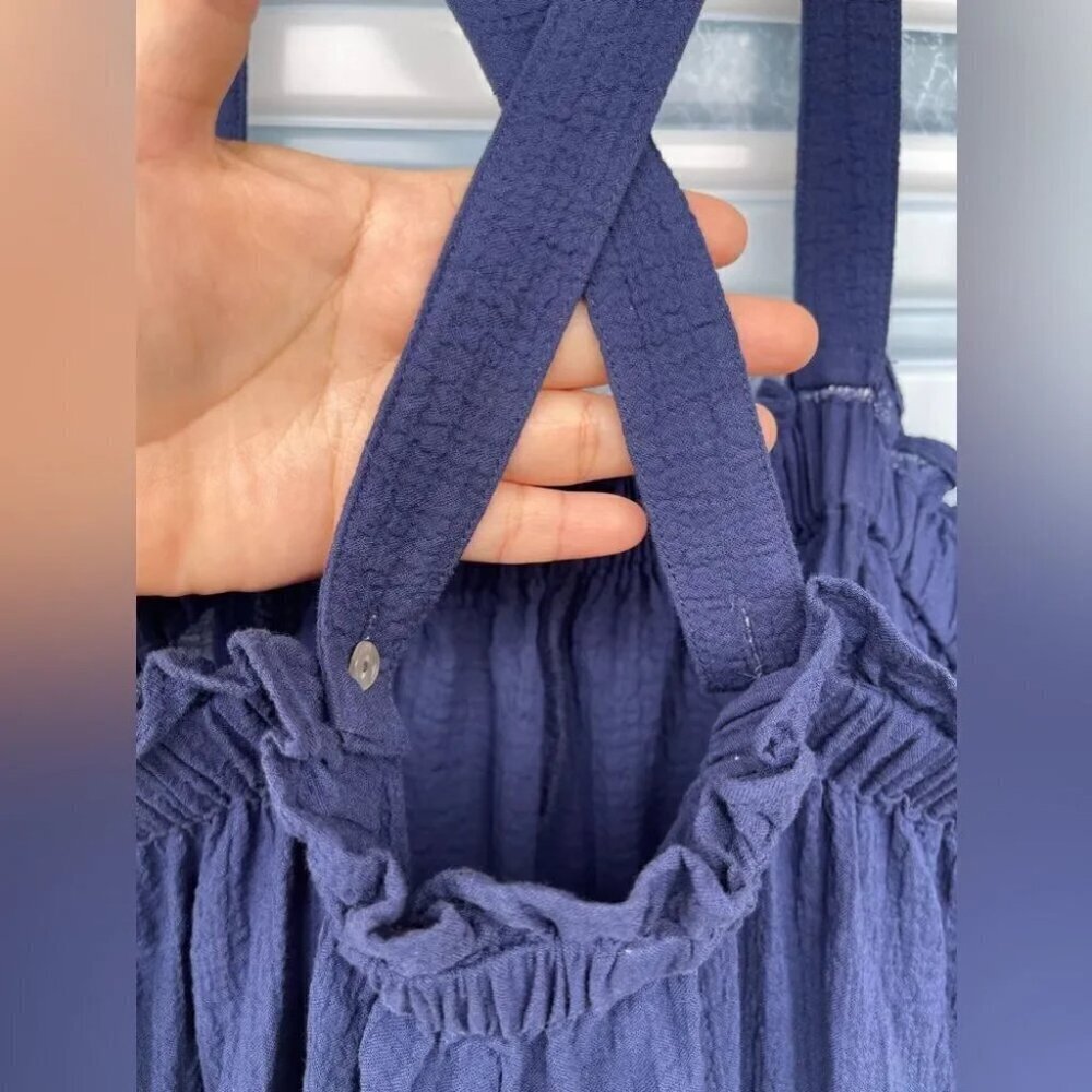 Anthropologie Navy Flowy Wide Leg Jumpsuit Xxs/xs - Picture 15 of 16